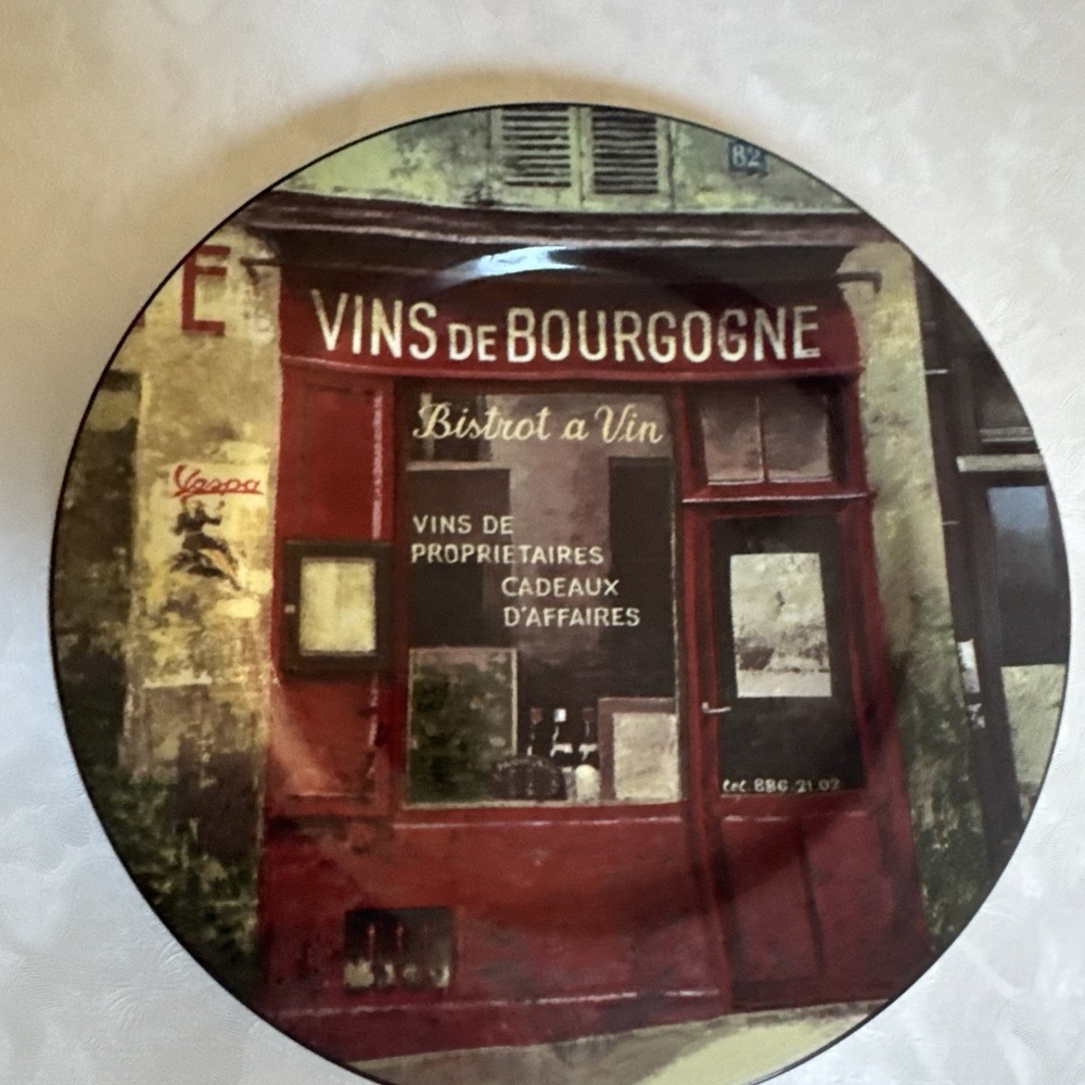 Vins De Bourgogne Sakura French Bistro Plate By Chiu Tak Hak Art In Motion